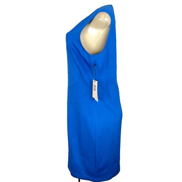 Ivanka Trump 14 Blue Scoop Neck Bar Accent Seam Detail Lined Sleeveless Dress - Picture 5 of 6